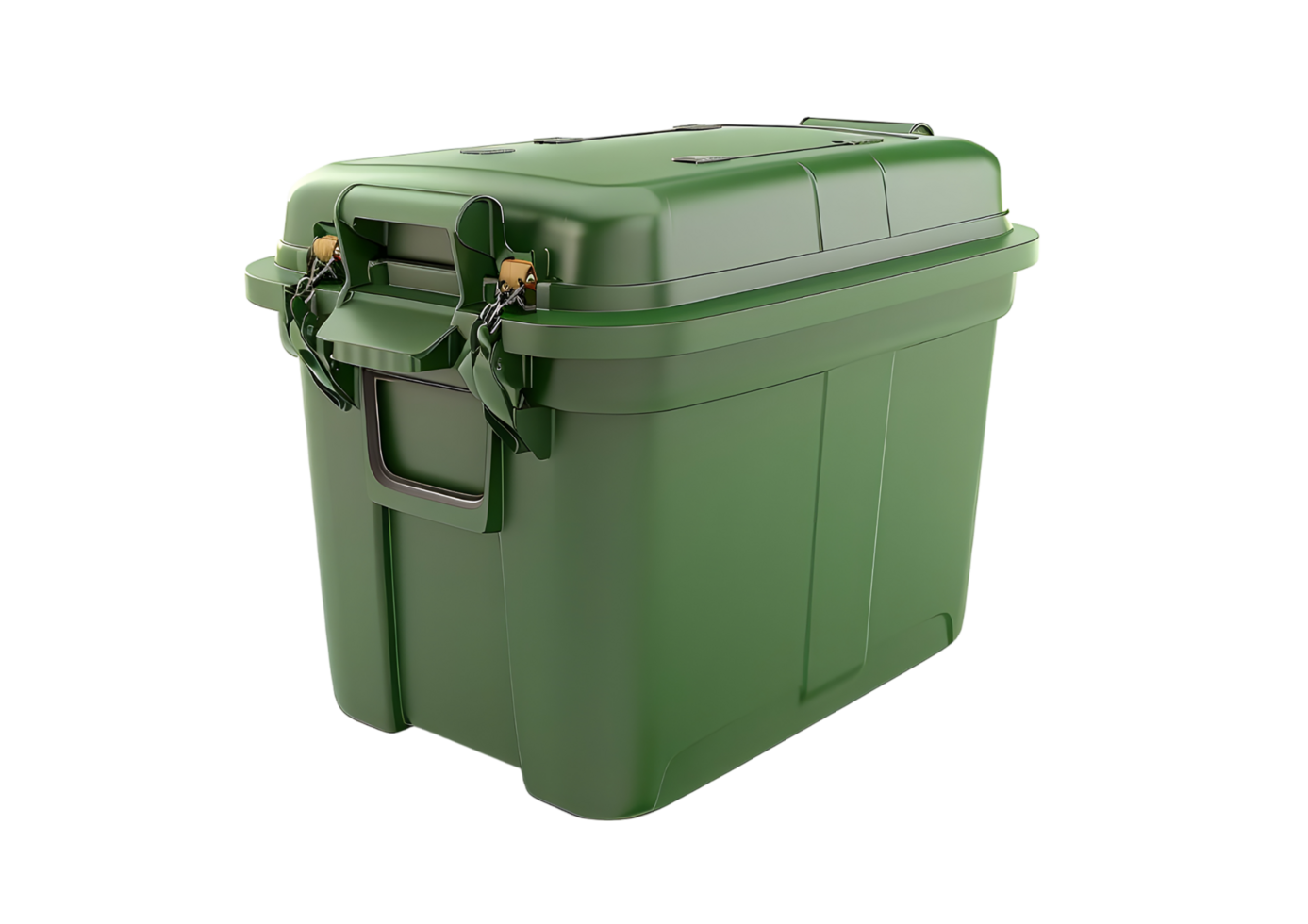 Green Storage Box with Clasps. Isolated on transparent background png