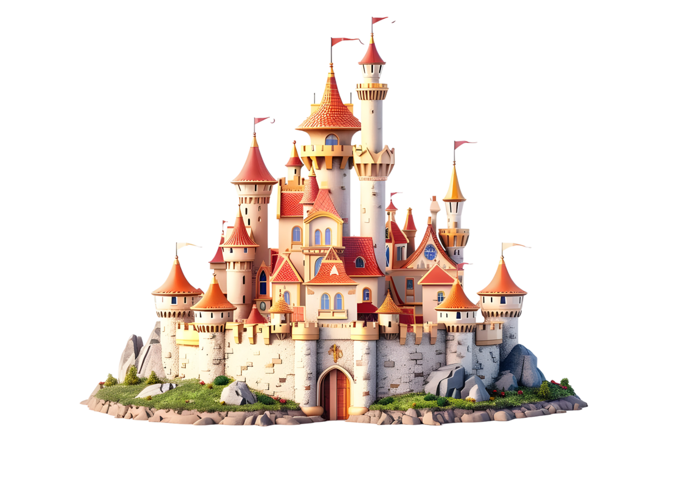 Majestic Fairytale Castle. Isolated on transparent background png