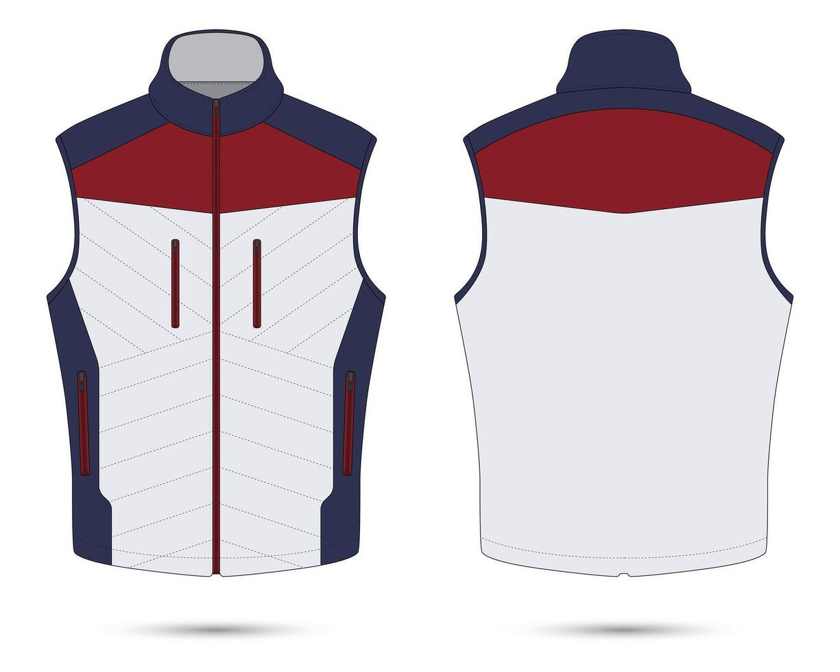 Biker vest mockup front and back view vector