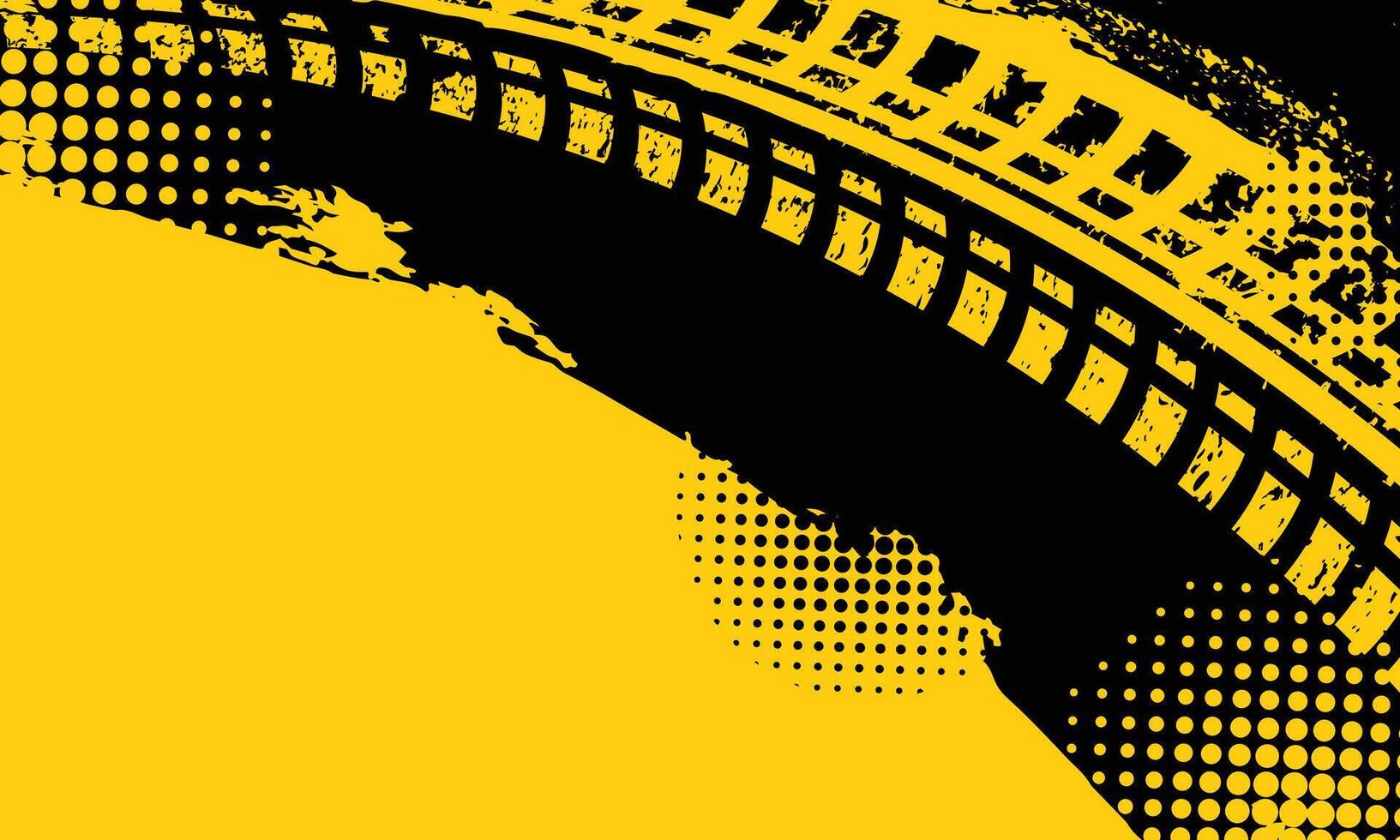 Abstract grunge yellow and black tire tracks background vector