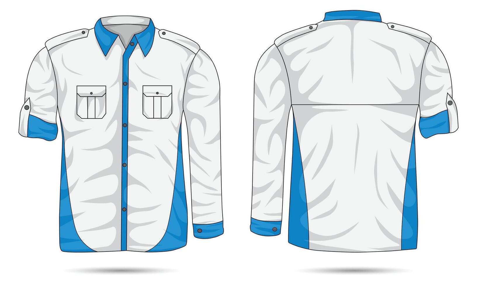 Blue and white long sleeve formal shirt mockup vector