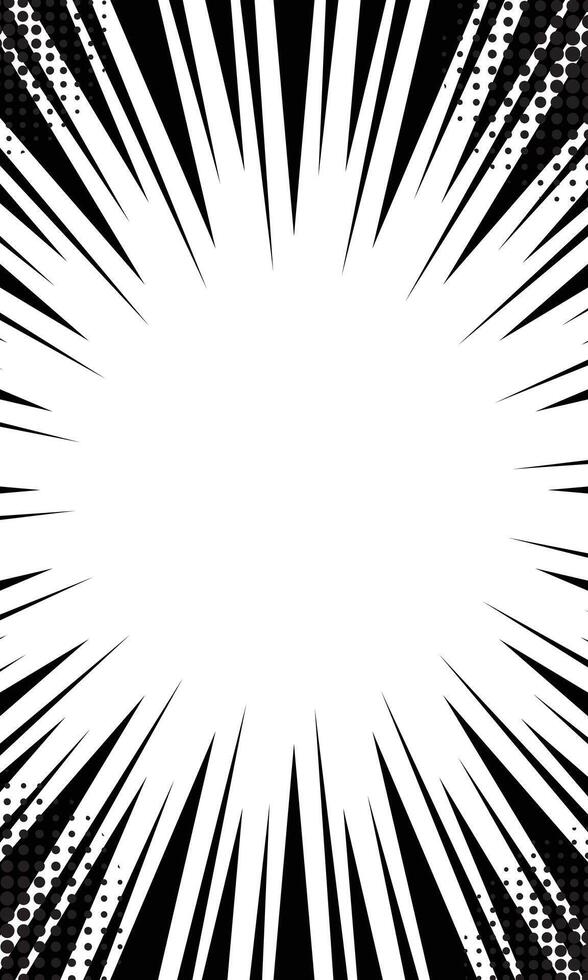 Black and white abstract speed radial lines comic style wallpaper vector