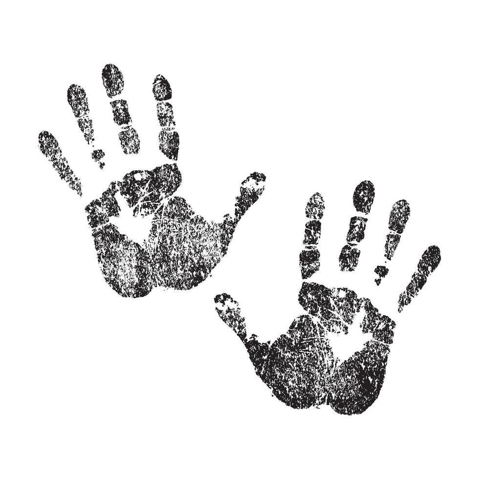 Black grunge hand print silhouette vector