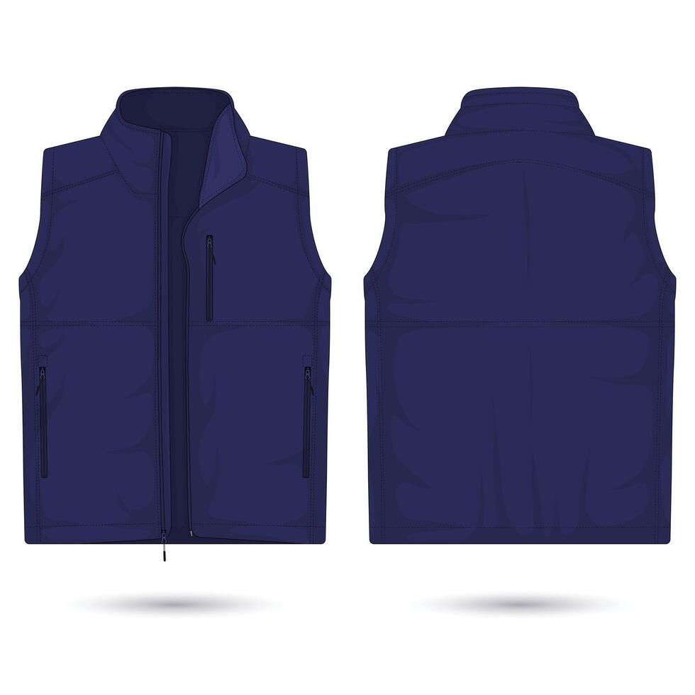 Modern vest mockup front and back view vector