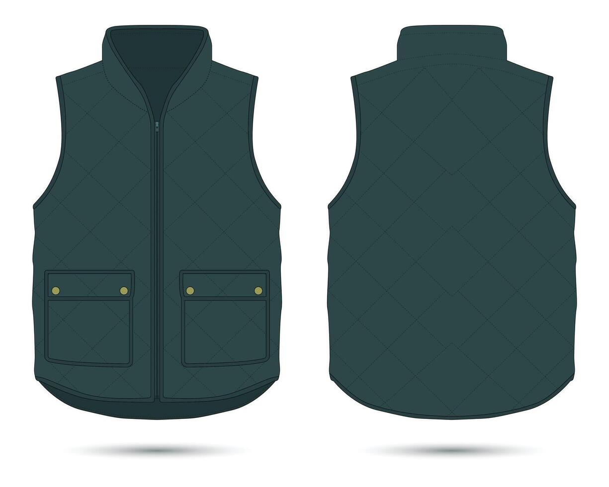 Modern women's vest mockup front and back view vector