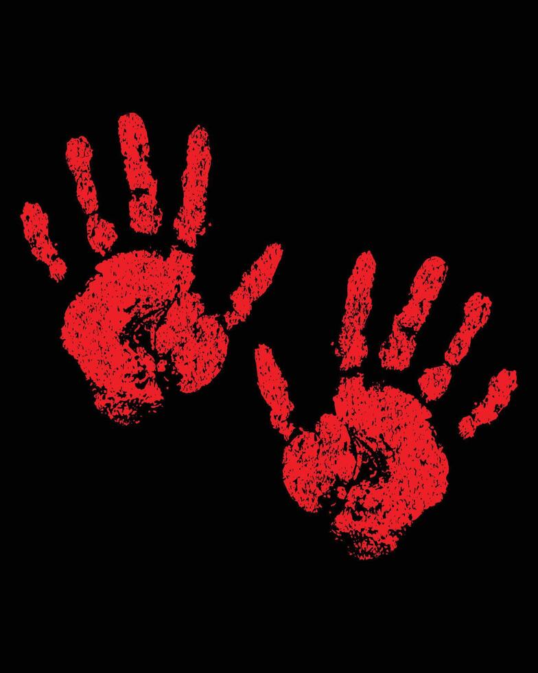 Red grunge human handprint vector