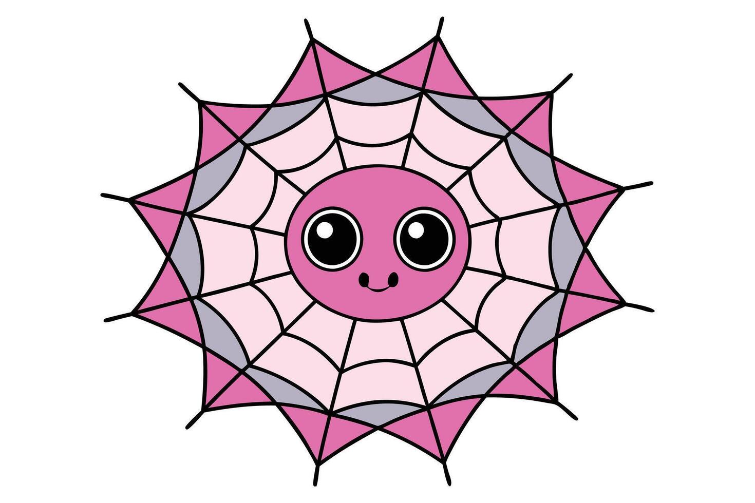 Cute Spooky Kawaii Spider Web Illustration vector