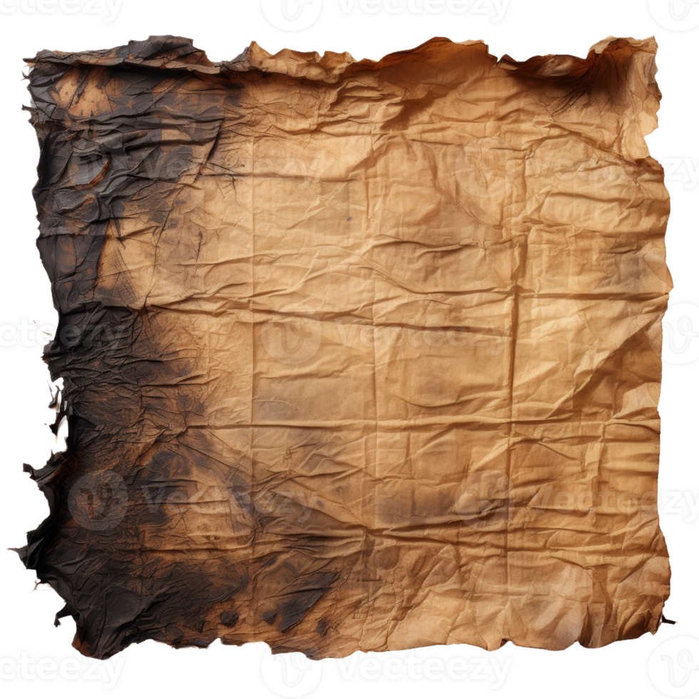 Burned and crumpled paper texture for background design png