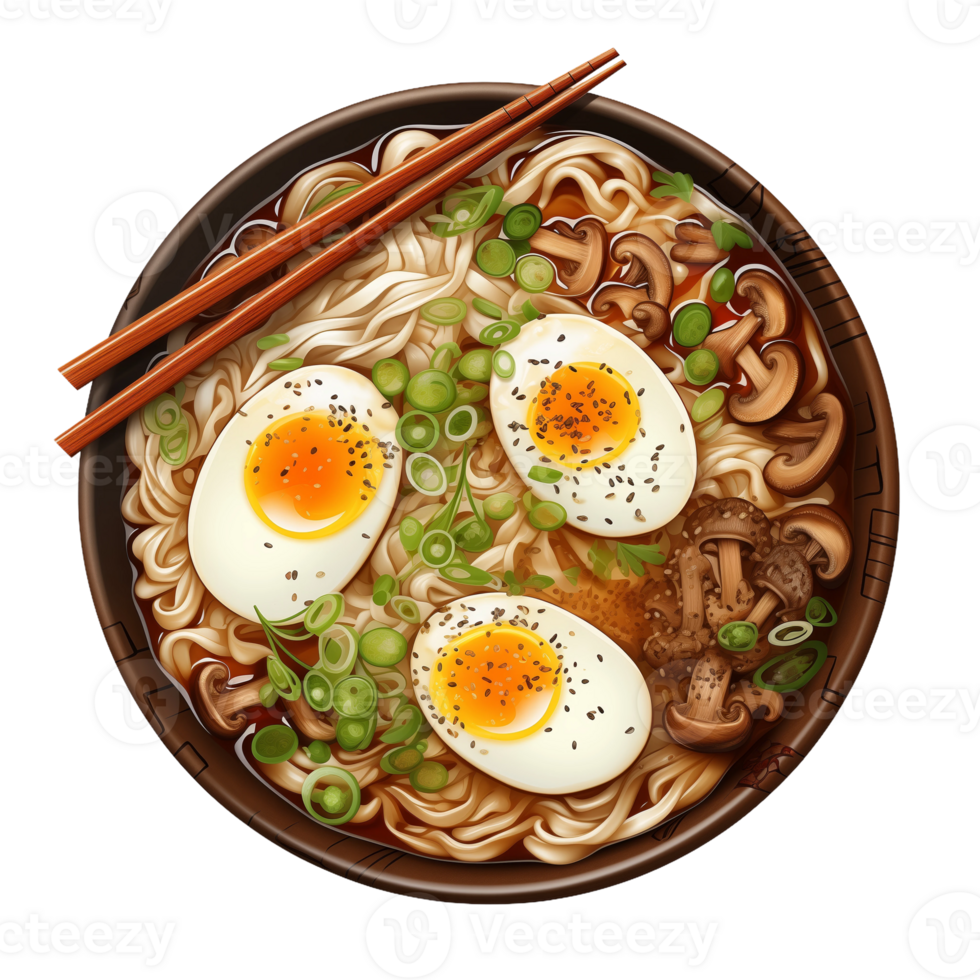 Delicious Ramen Bowl Illustration, Japanese Noodle Soup png