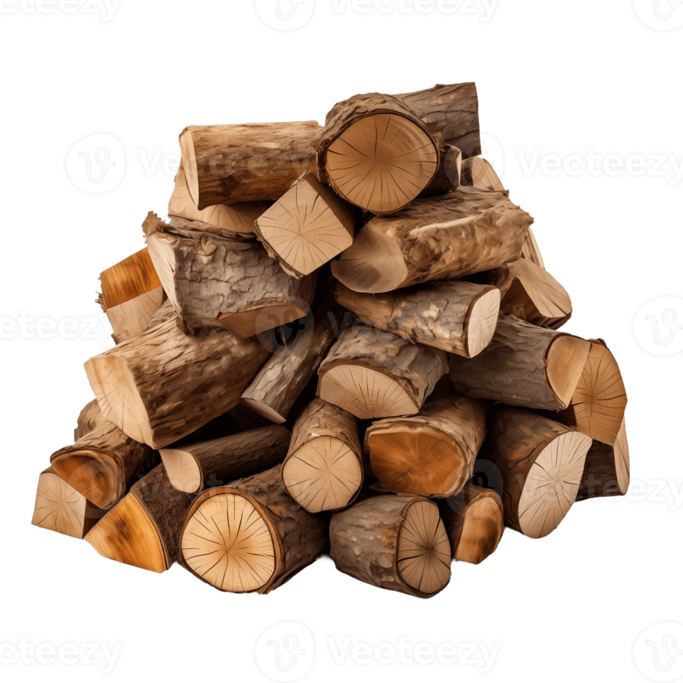 Pile of firewood logs stacked neatly. png