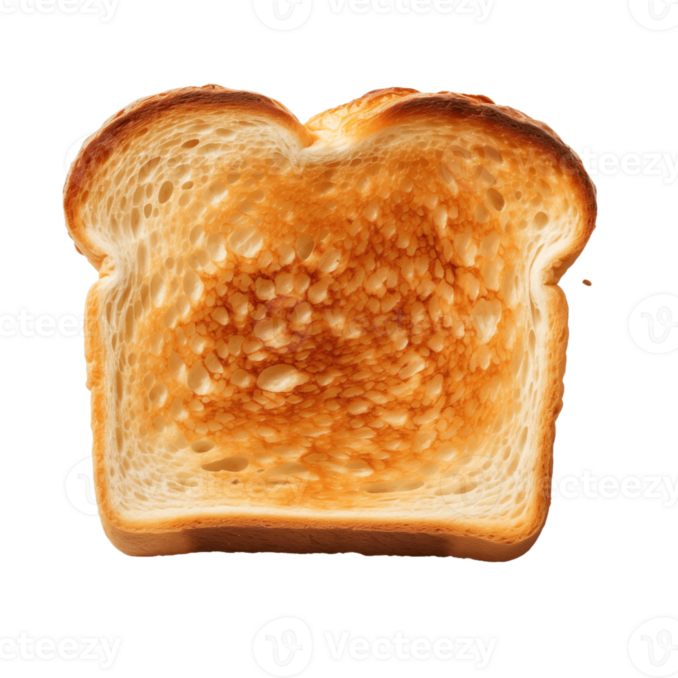 Single slice of white toast bread on a transparent background png