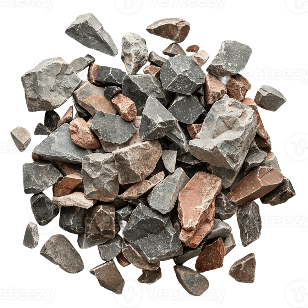 Pile of granite gravel stones crushed stone background. Stones for construction. png