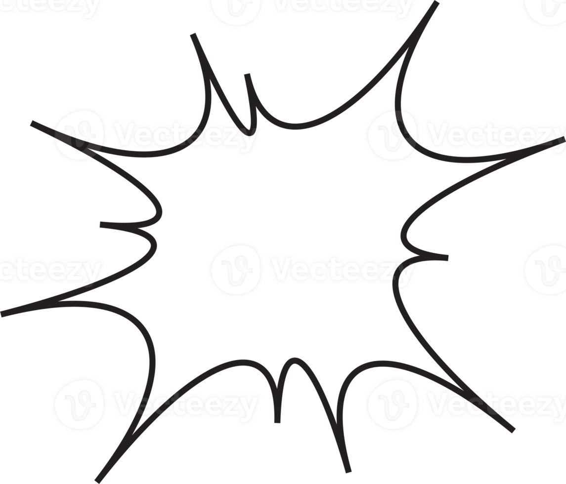 Comic speech bubble. Manga pop art outline frame for text. Box for dialog and messages. Chat shape of shock shout and scream actions. png
