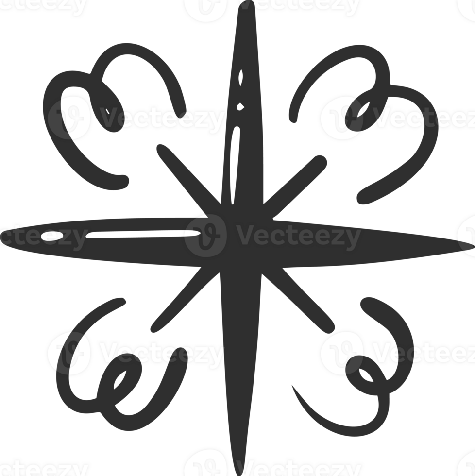 Star Symbol mit funkeln und funkelt. glänzend Magie Hand gezeichnet Element. retro Dekoration. Karikatur Gekritzel Piktogramm. png