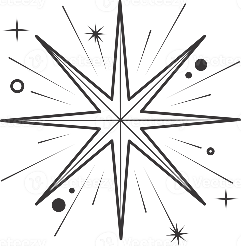 Line icon of stars. Sparks and shiny elements. Abstract glitter symbol with light effect. Minimal Y2K magic twinkles png