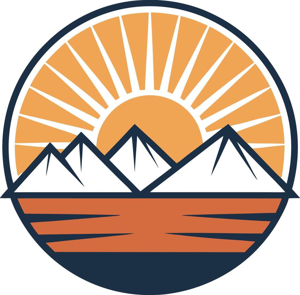 Mountain nature sunset retro design vector