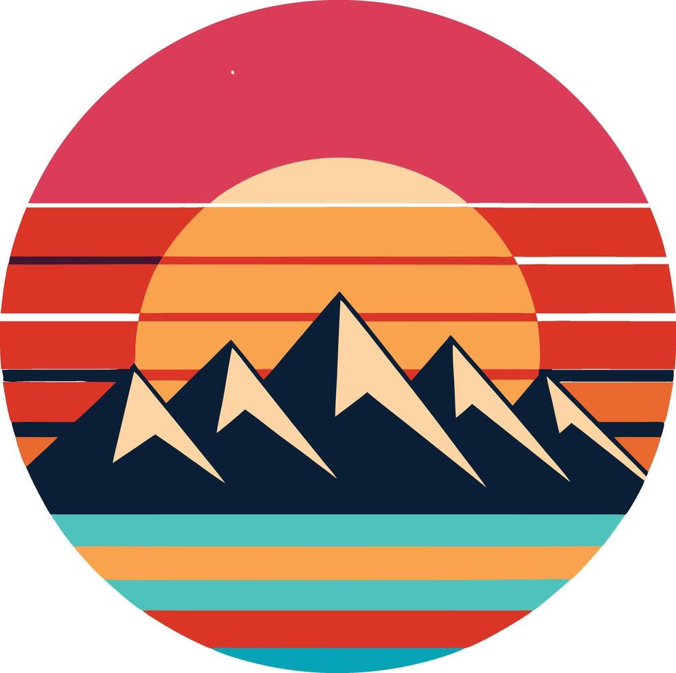 simple mountain logo in flat design style vector