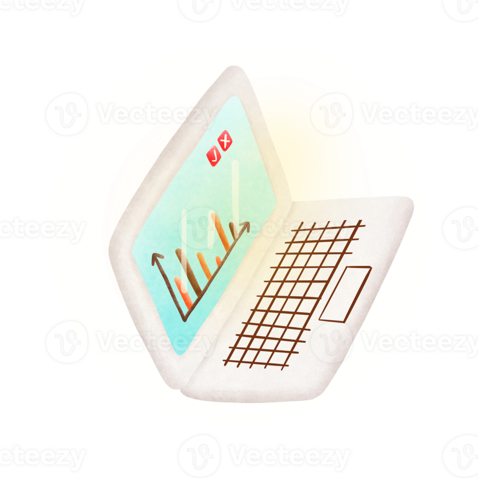 Notebook computer cartoon, statistics work png
