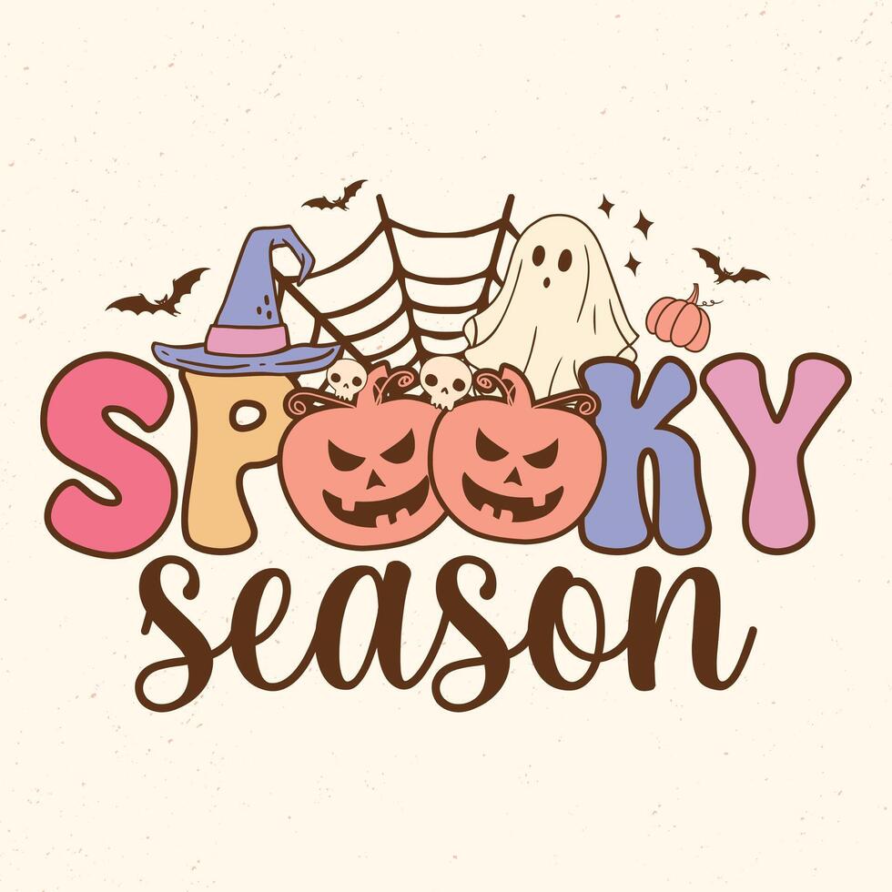 Spooky season - Retro Groovy Halloween t shirt design, graphic vector