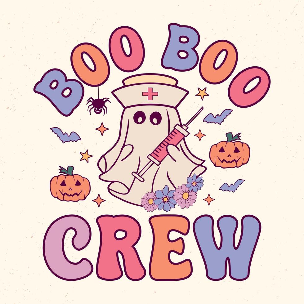 Boo boo crew - Retro Groovy Halloween t shirt design, graphic vector
