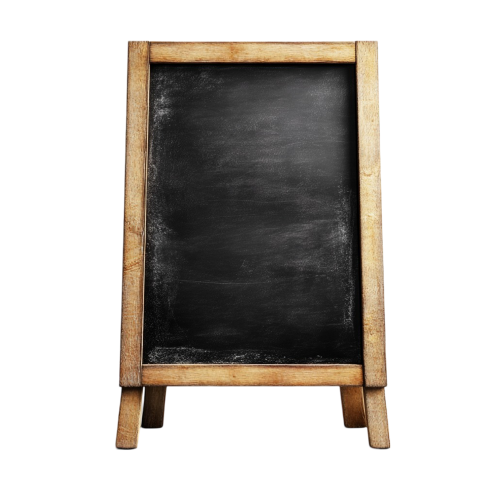 Classic Blackboard with Wooden Frame on Transparent Background. png