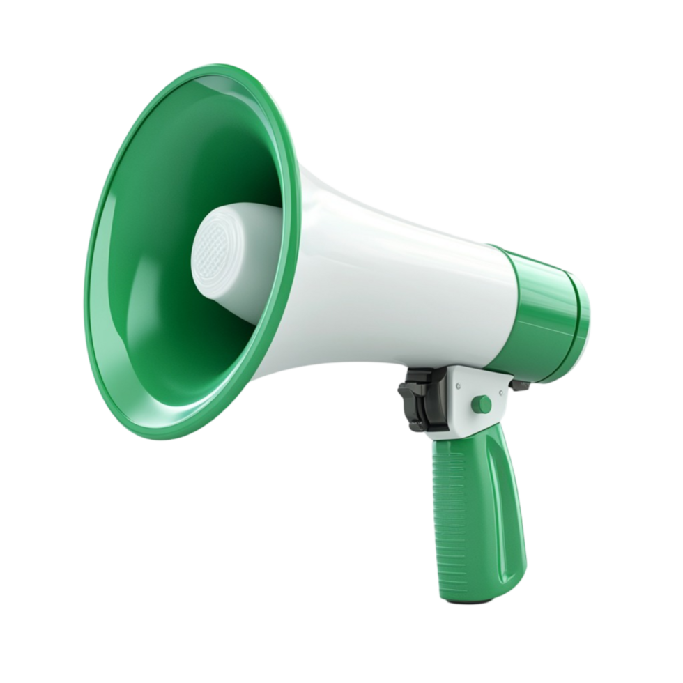 Green Megaphone on Transparent Background. png