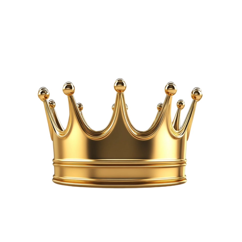 Royal Golden Crown Design with Transparent Background. png
