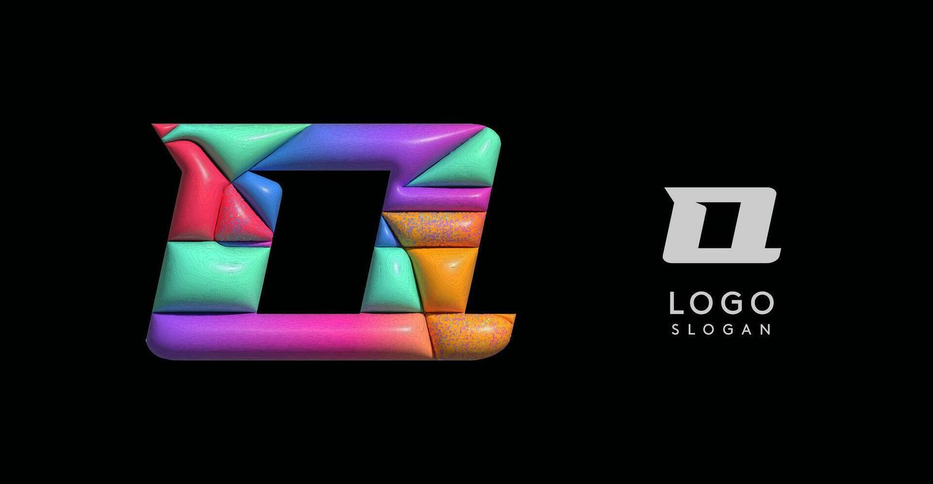 Sporty 3D bubble letter Q, puzzle-like volume effect, vibrant Memphis-style cutout logo, glossy colorful design for dynamic youthful logos, shiny colored. illustration vector