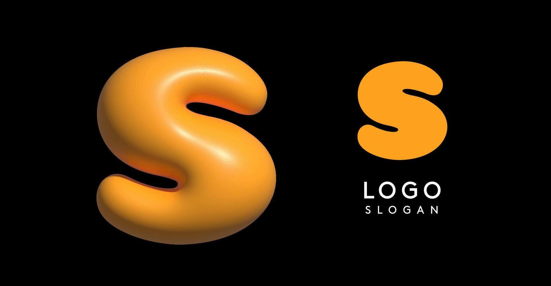 Inflatable letter S appealing 3D logo, glossy shiny bubble logotype for education and childish poster design, U2K brand identity, tech startup, eye-catching typographic. illustration vector