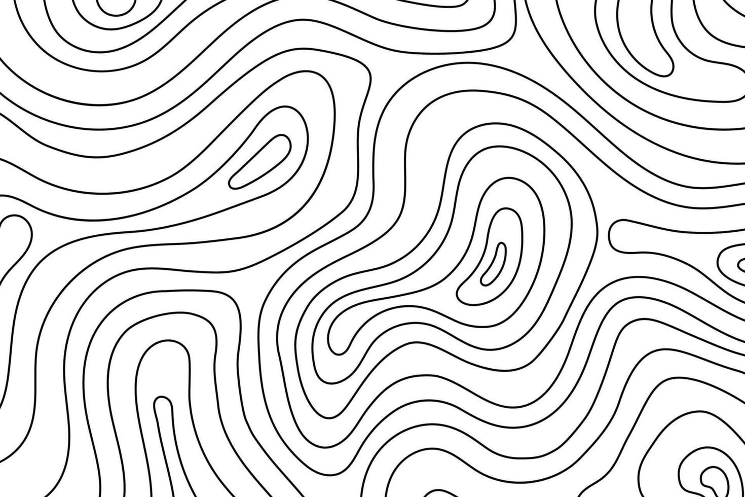Abstract black lines pattern. Hand drawn topography concept on white background vector