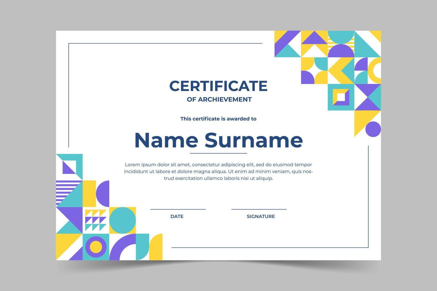 Modern elegant colorful certificate template with geometric shape vector