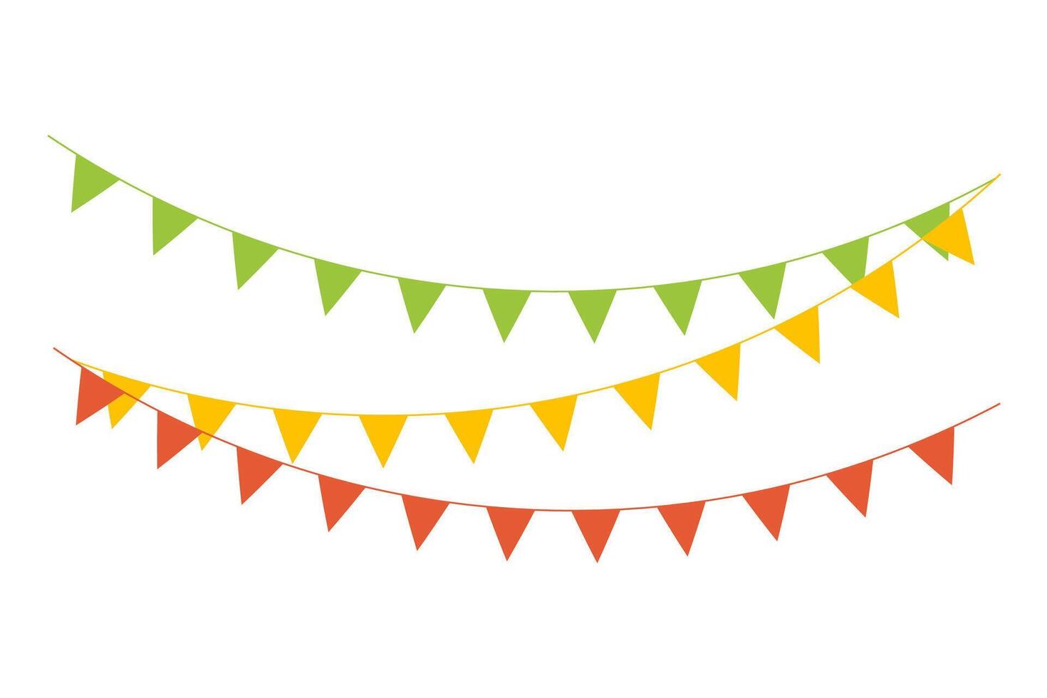 Colorful triangular flag decoration with rope. Flags for festive celebration events vector