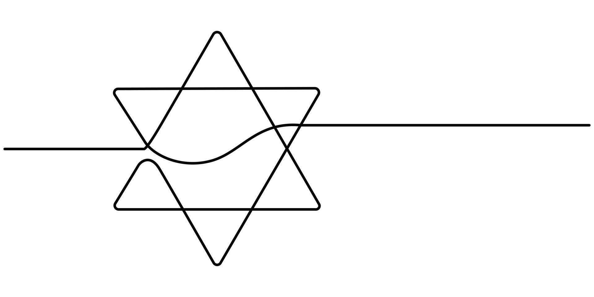 Star of David in continuous line drawing style vector