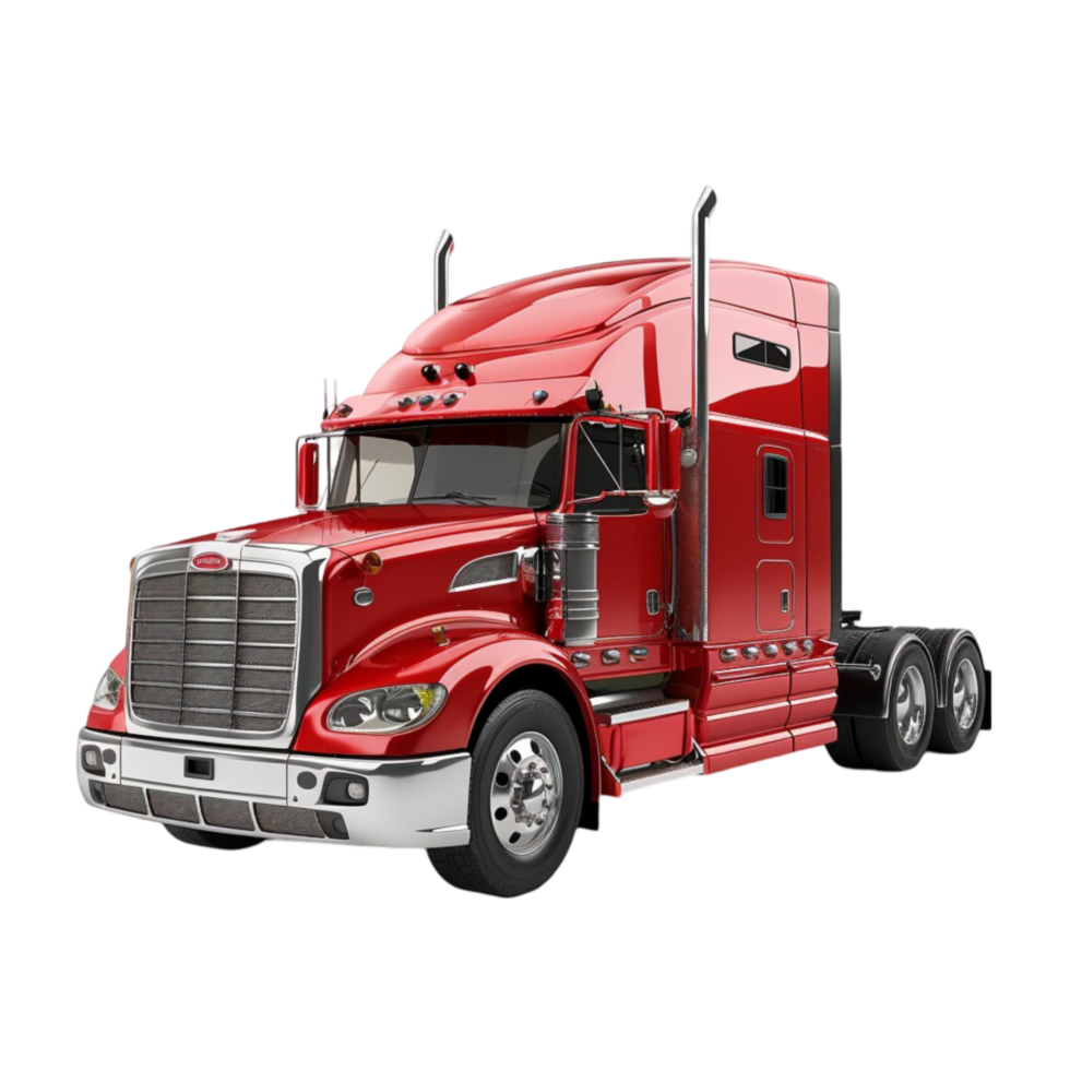 Red Semi Truck on Transparent Background png