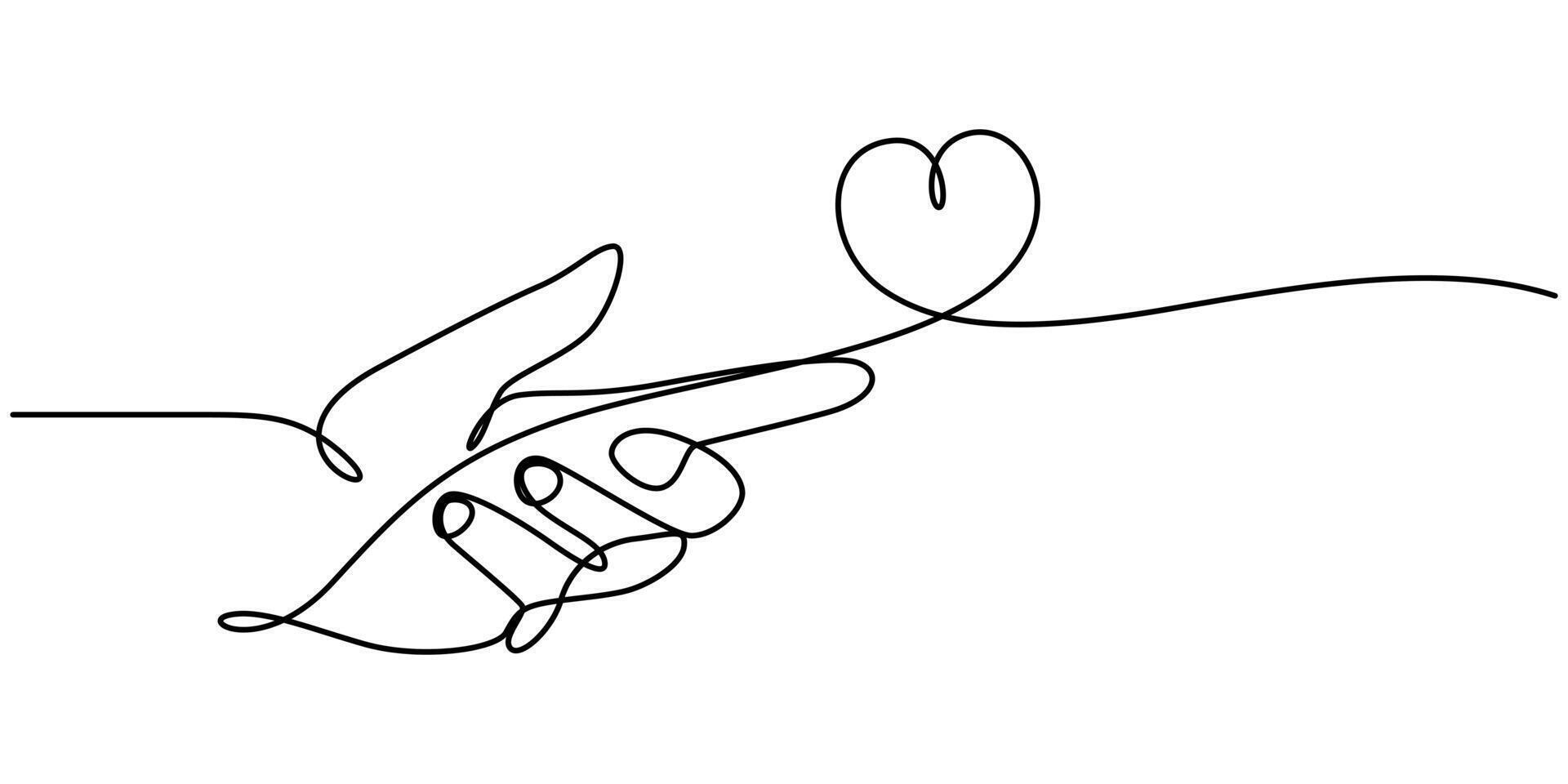 One continuous line drawing of hand holding heart illustration vector