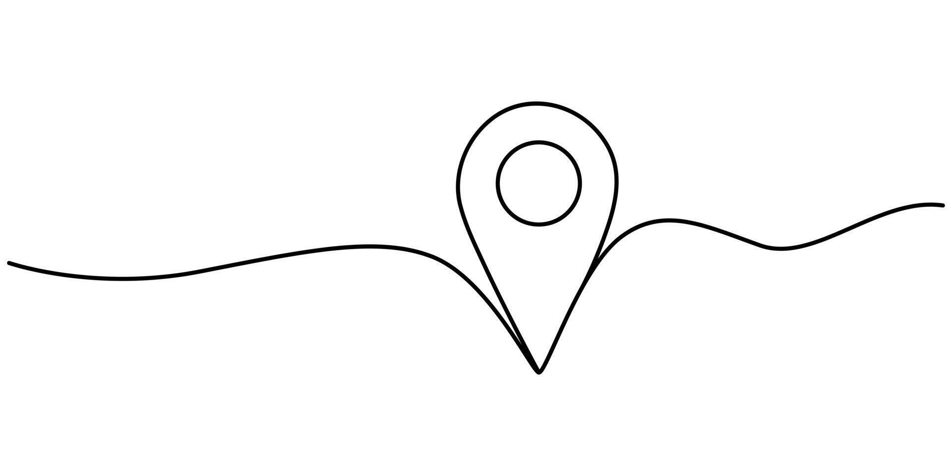 Continuous one line drawing of path and Location pointers illustration vector