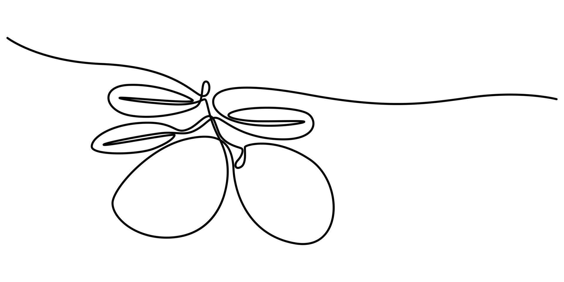 Continuous Line Drawing Of Olive Illustration vector