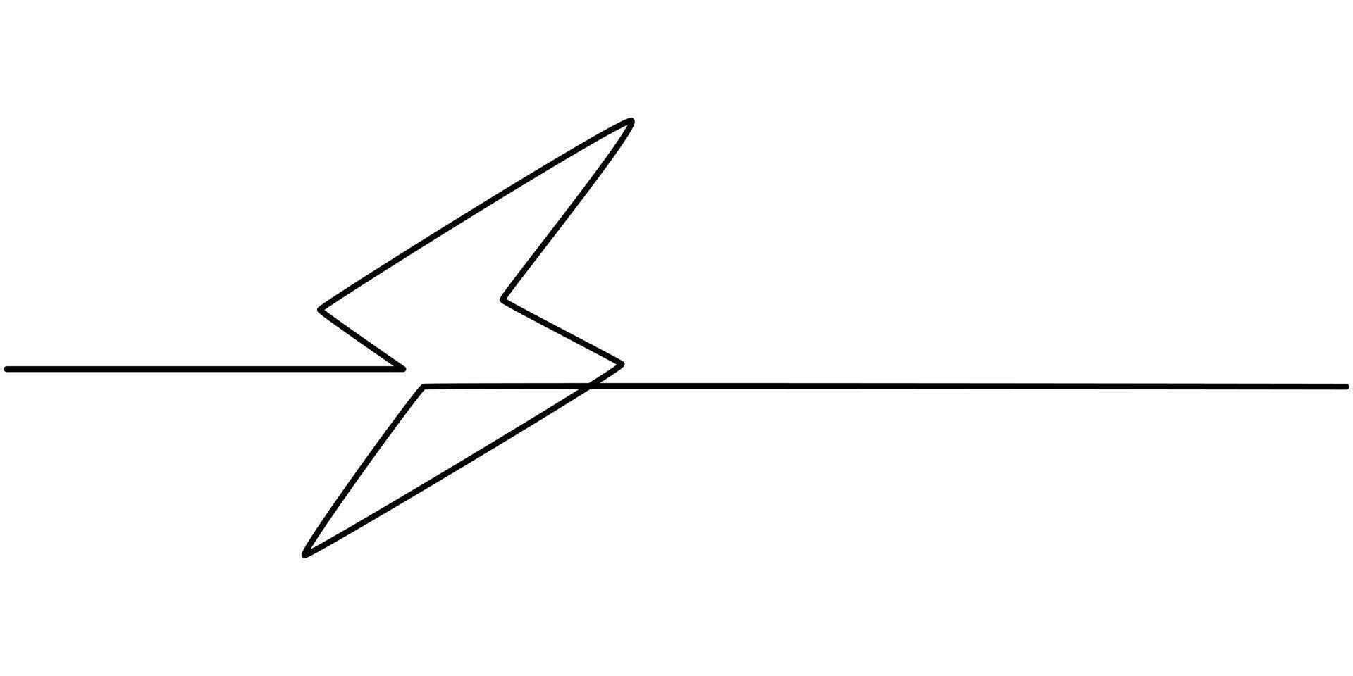 Continuous One Line Drawing Lighting Strike Illustration vector