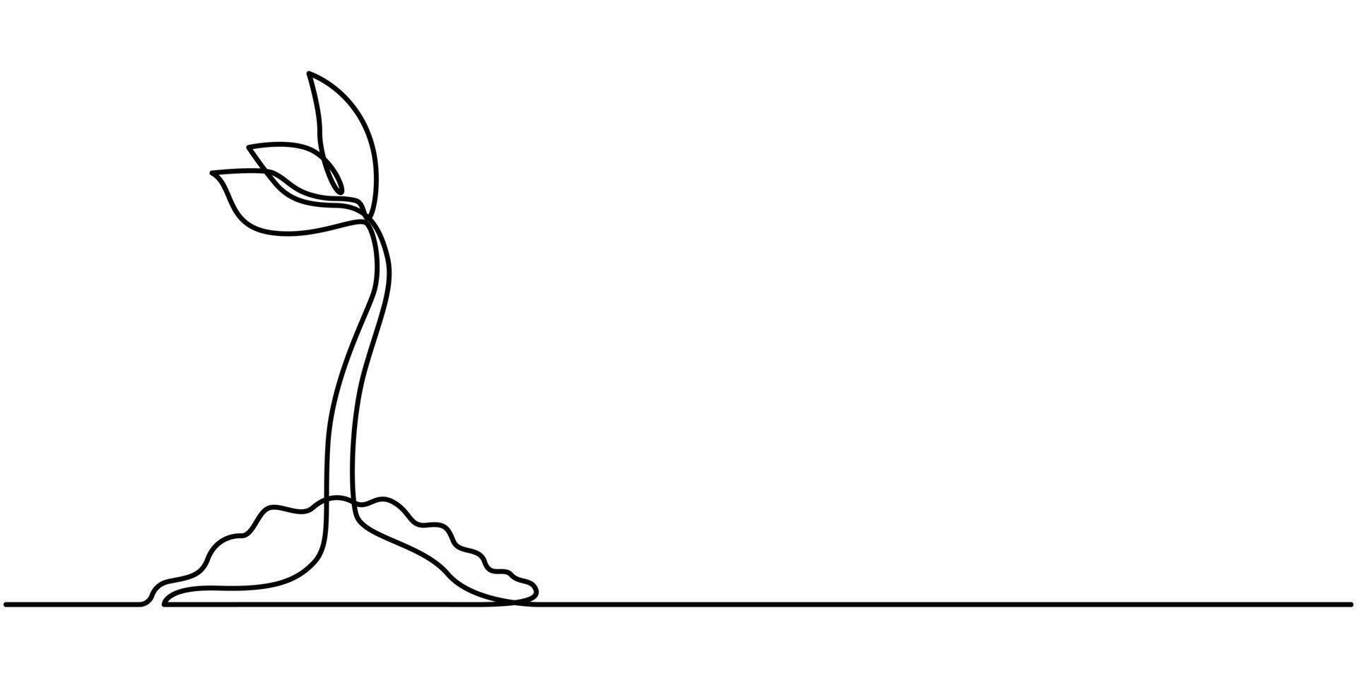 Sprout Continuous One Line Illustration vector