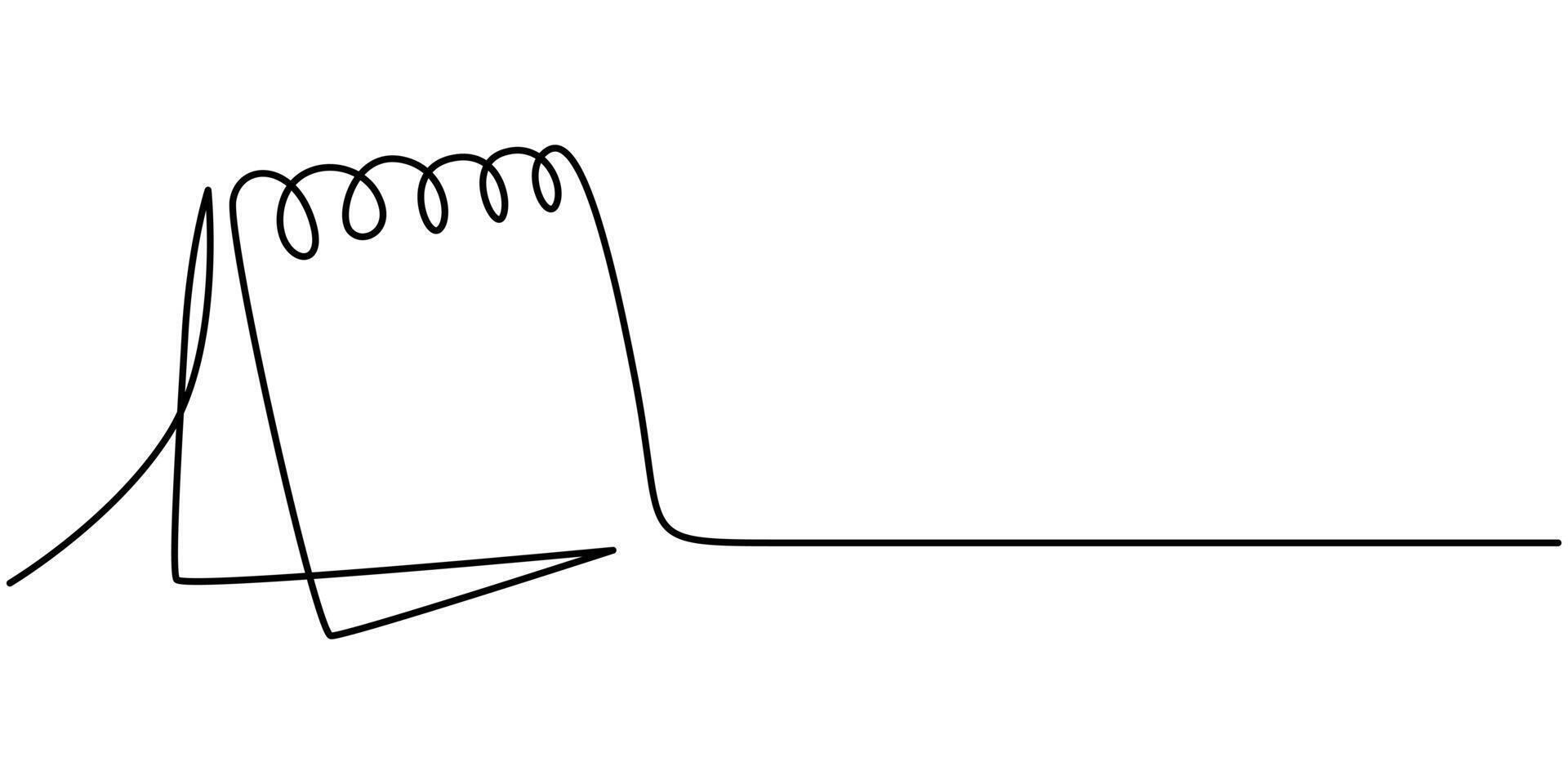 Loose-leaf calendar in one continuous line illustration vector
