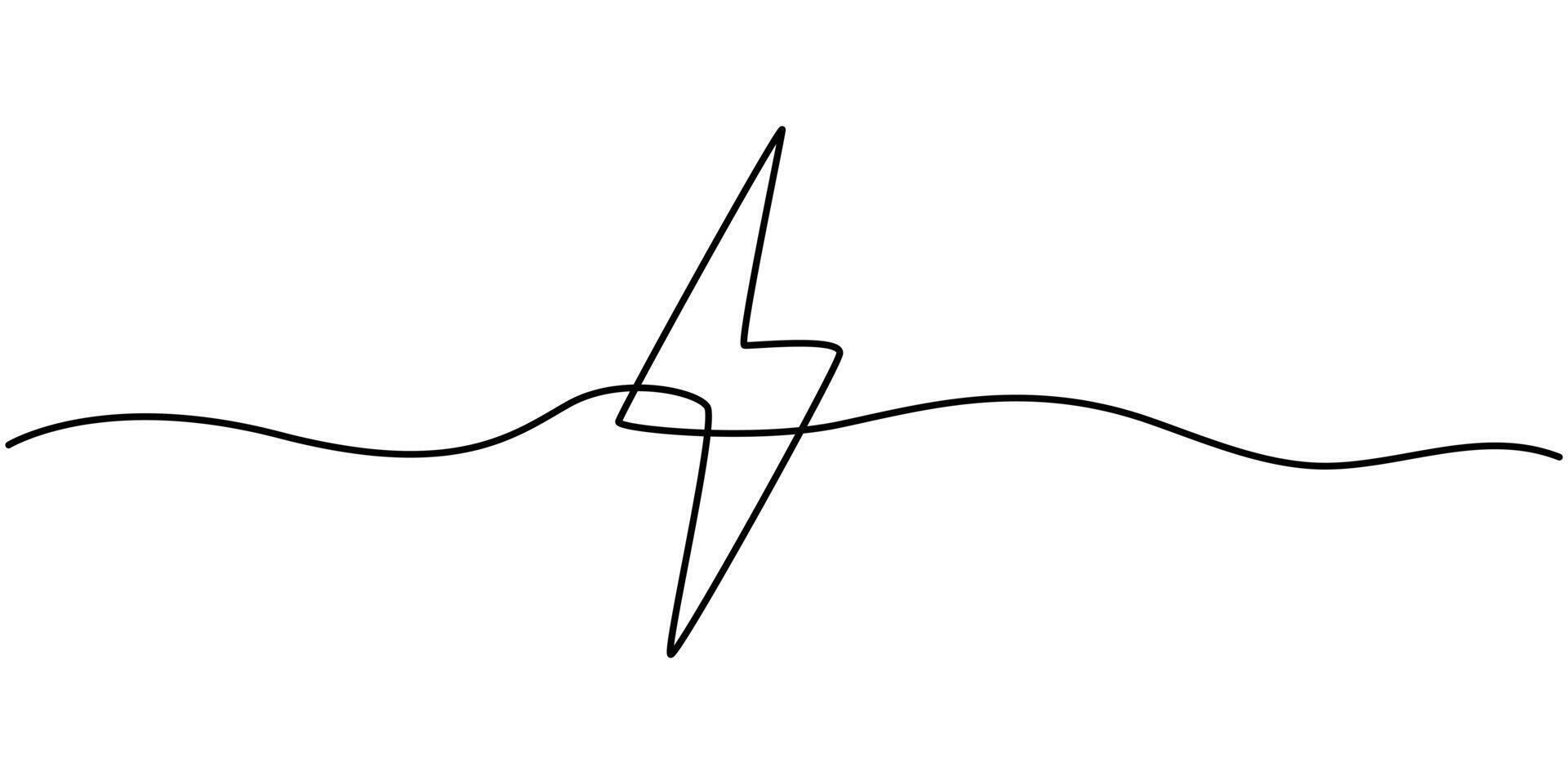 Continuous One Line Drawing Lighting Strike Illustration vector