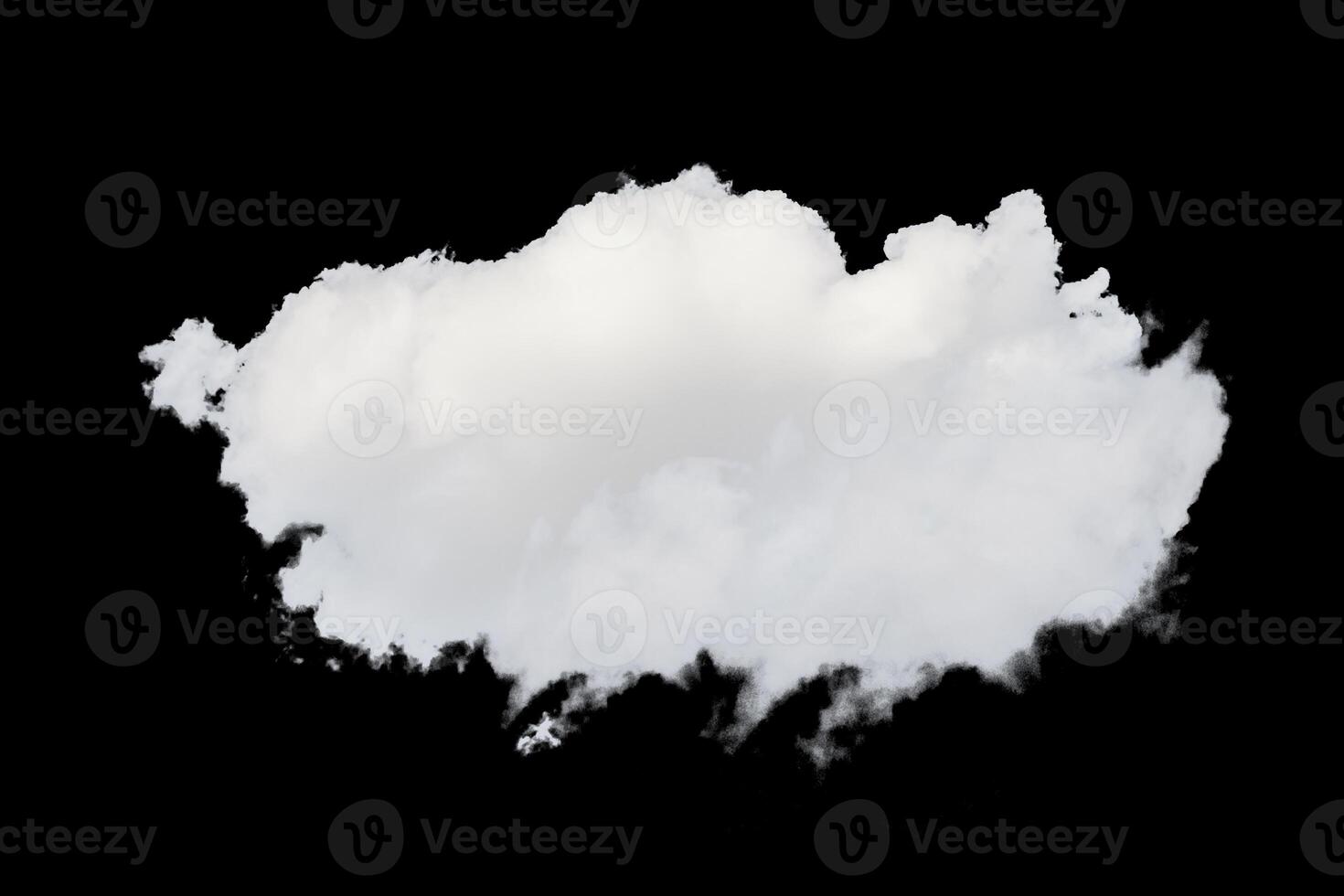 White clouds isolated on black background, mud set on black. photo