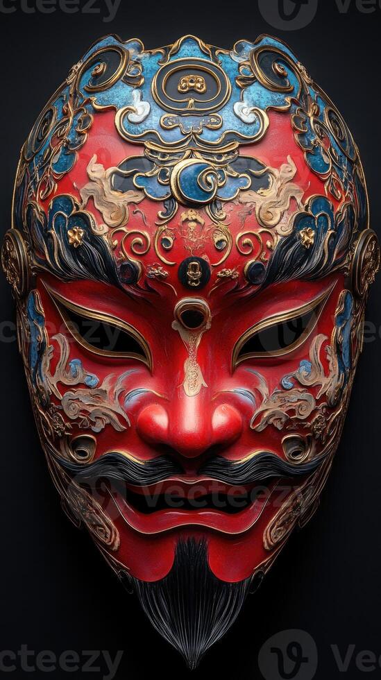 Chinese opera mask exhibiting traditional cultural heritage photo