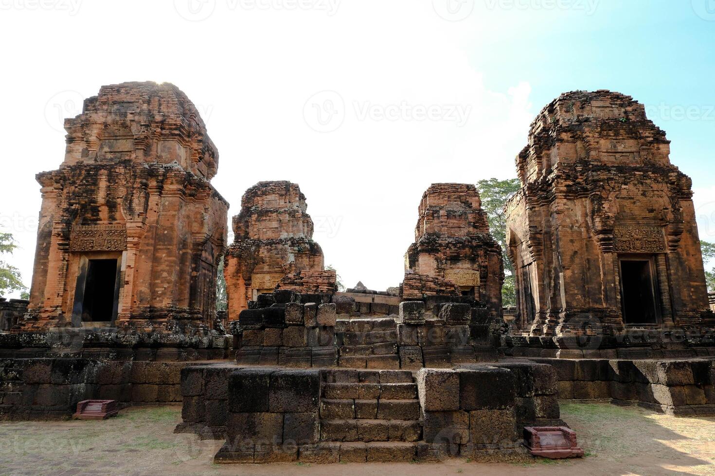 4 of laterite prang in Prasat Muang Tam, Ancient Historical castle in Thailand. photo
