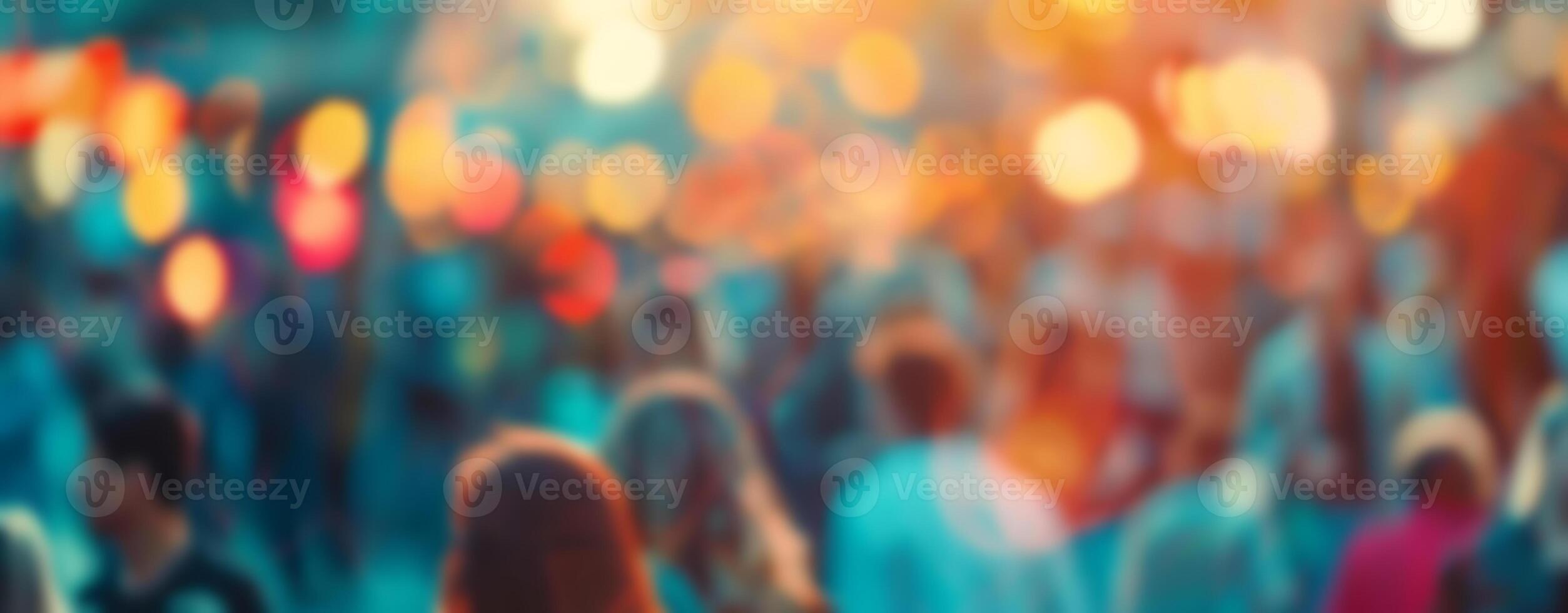 People walking along shop windows. City life. Blurred background, long exposure. photo
