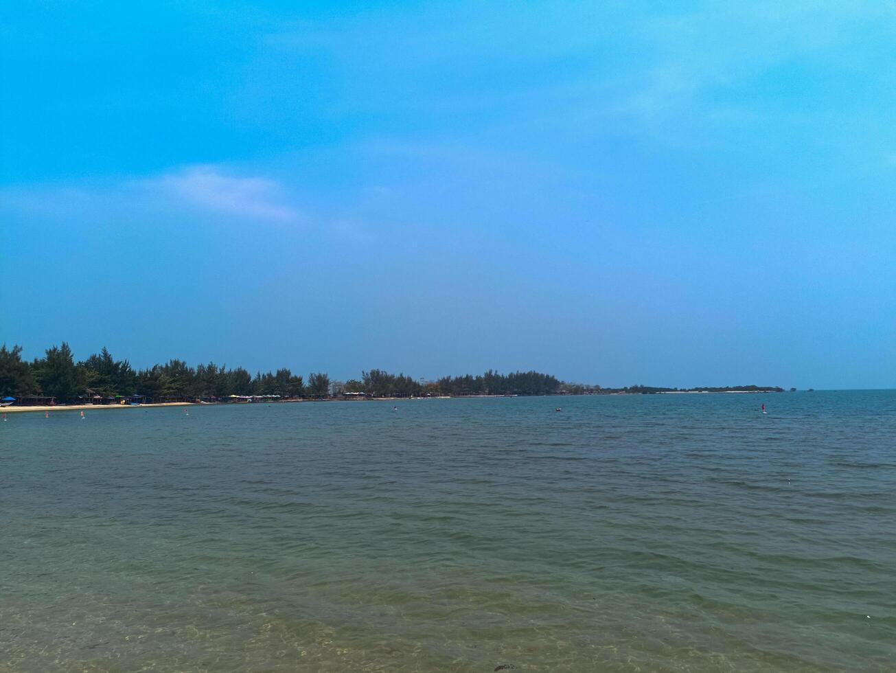 Nature landscape view of beautiful tropical beach and sea in sunny day photo