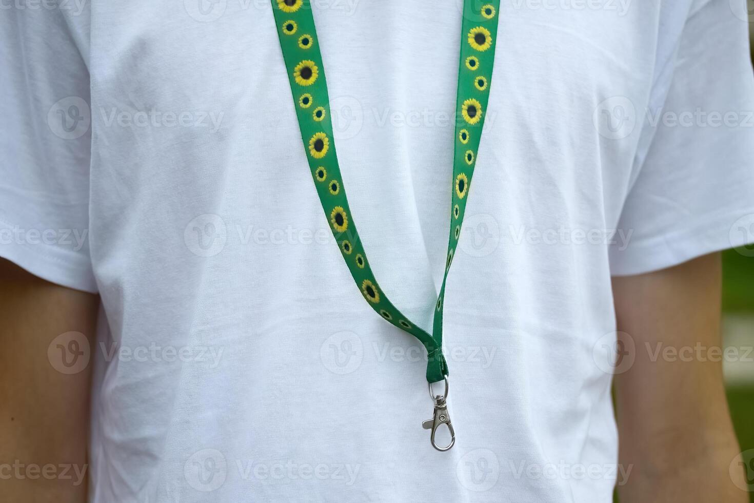 Sunflower lanyard, symbol of people with invisible or hidden disabilities. photo