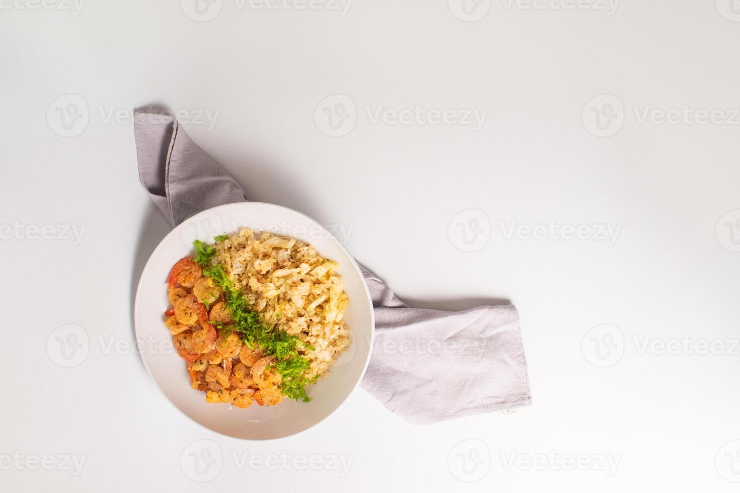 Fried Shrimp with Butter Rice with Napking photo