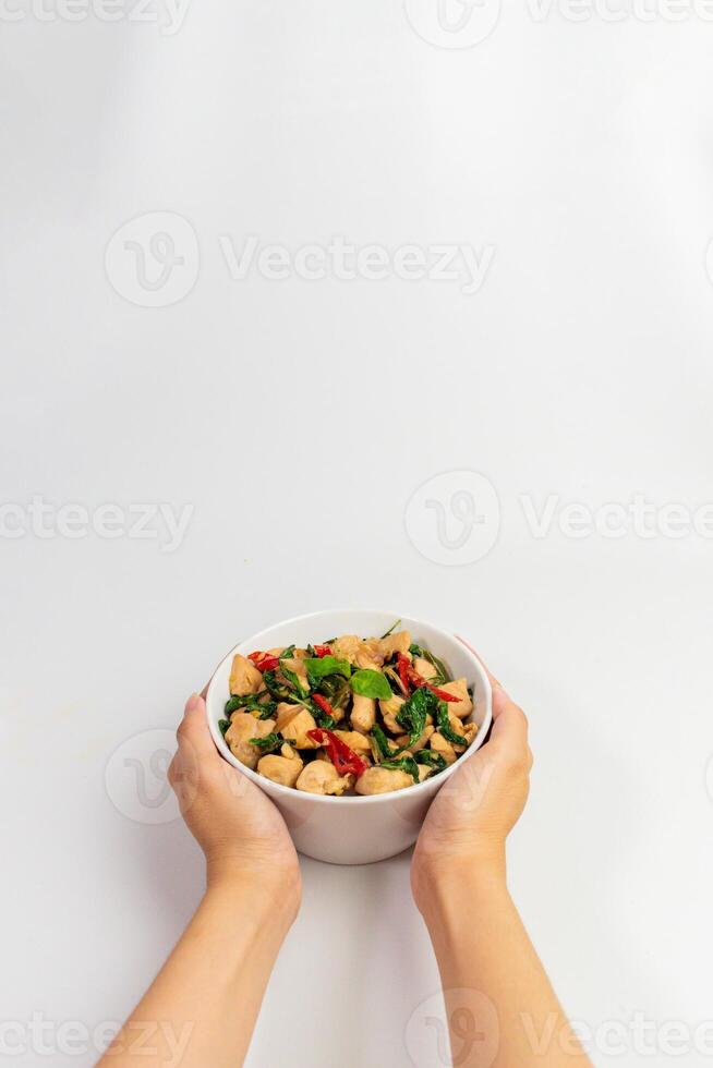 Bowl Ready of Chicken Dice with Honey Basil photo