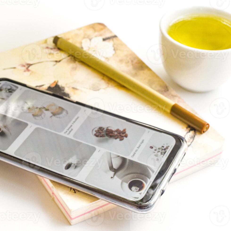 Working Composition with Tea photo